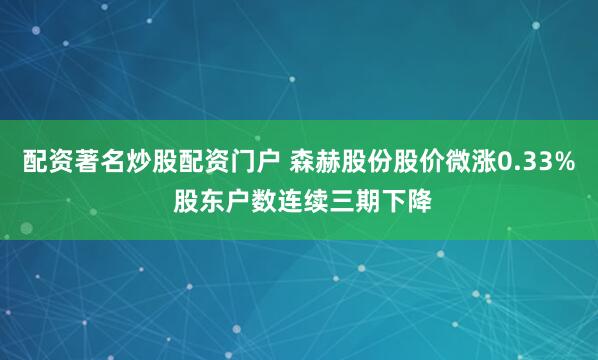 配资著名炒股配资门户 森赫股份股价微涨0.33% 股东户数连续三期下降